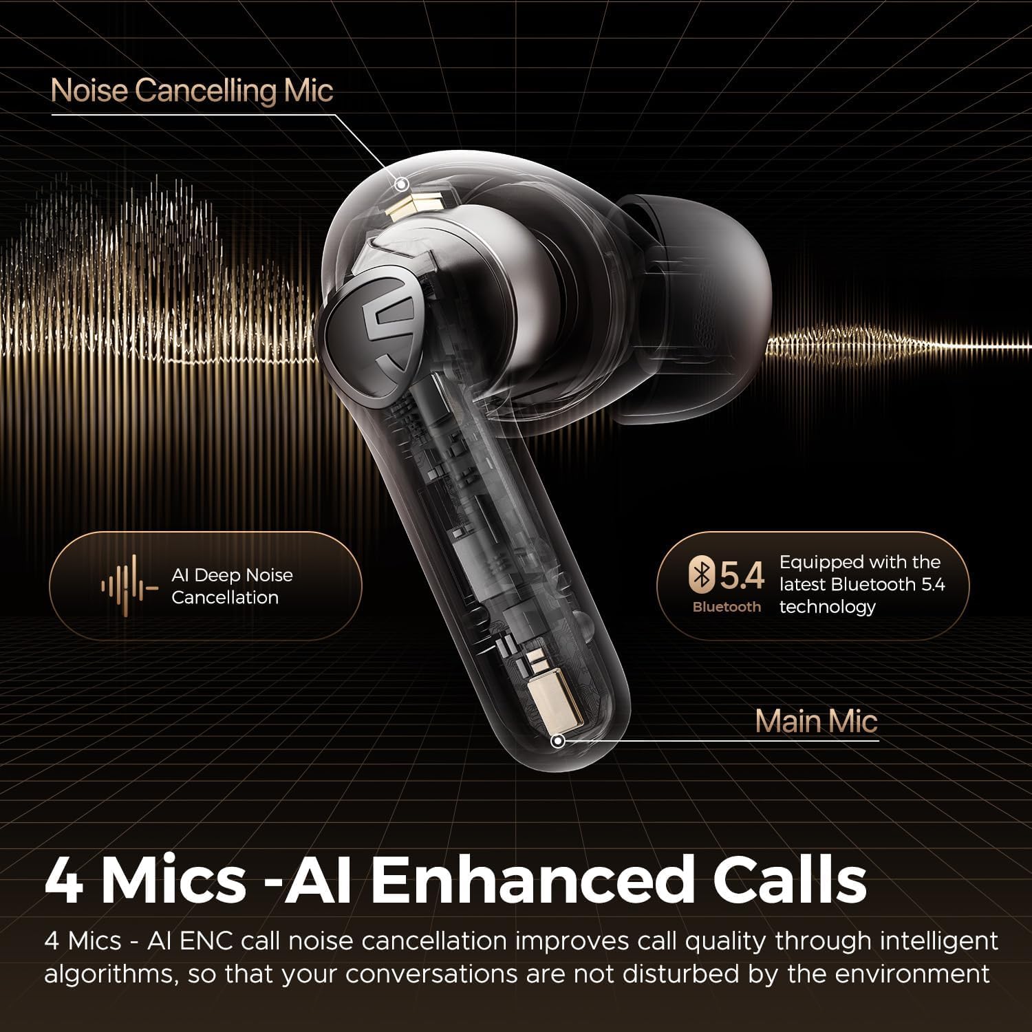 AUDÍFONOS BLUETOOTH SOUNDPEATS T3 PRO ANC 28 HORAS - 6