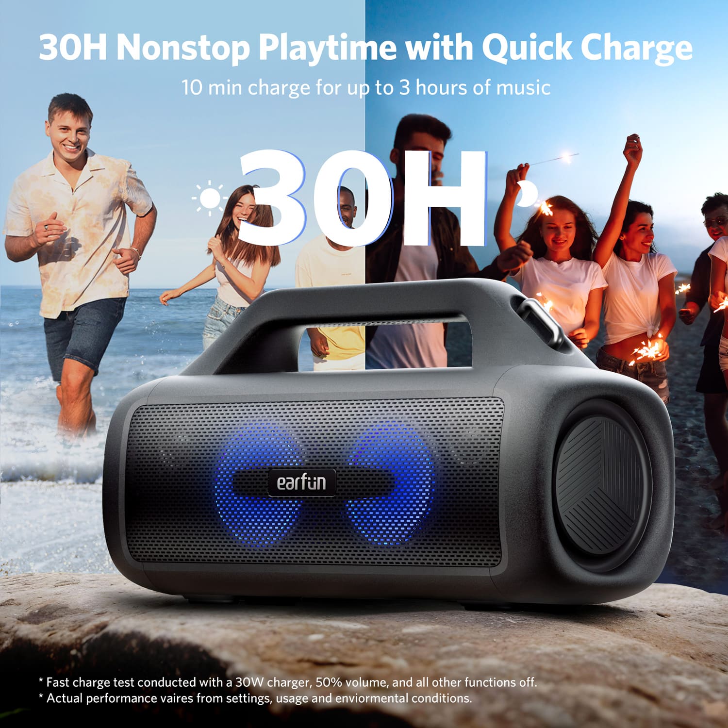 PARLANTE PORTÁTIL EARFUN UBOOM X 80W BLUETOOTH IP67 NEGRO - 4