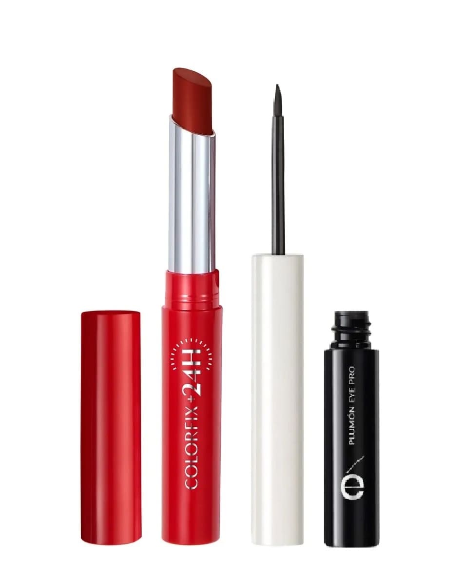 SET LABIAL COLORFIX 24 ROJO SEDUCTOR + DELINEADOR LIQUIDO PUNTA PLUMON - 1