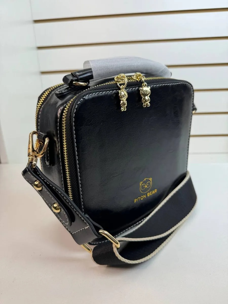 CARTERA BEAR CUERO OSITO BLACK LOLITAS - 1