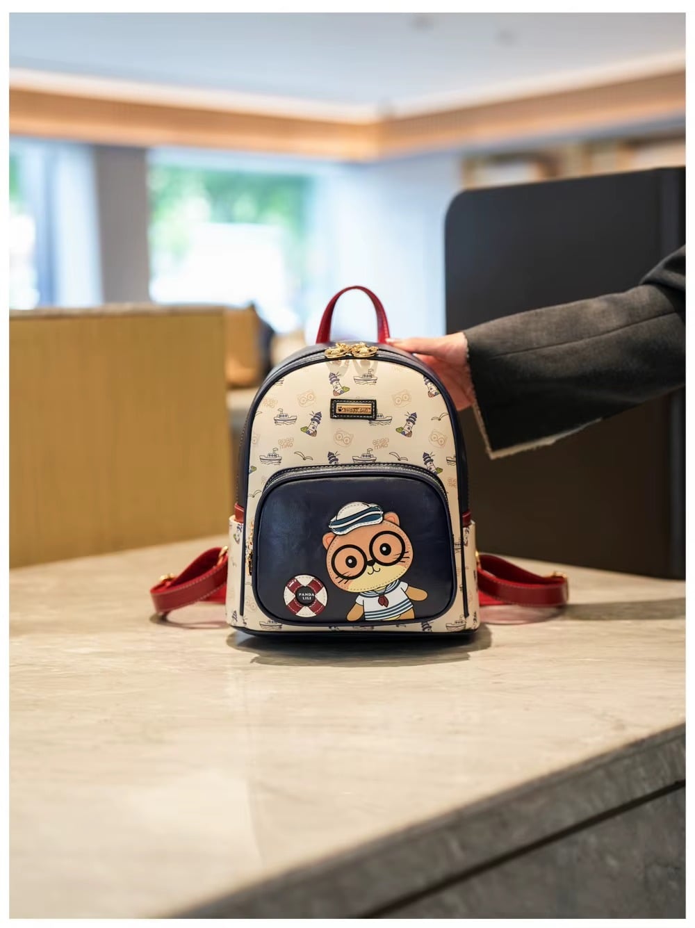 MOCHILA  BEAR CUERO PU OSITO LILI AZUL LOLITAS - 1