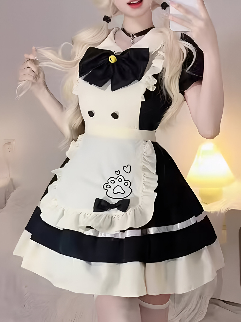 VESTIDO LOLITAS DISFRAZ COSPLAY BORDADO GATO - 1