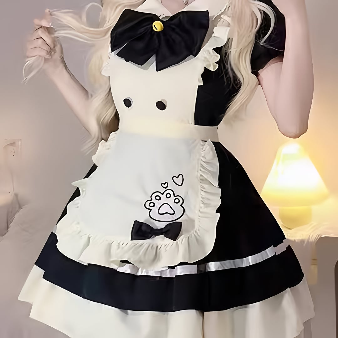 VESTIDO LOLITAS DISFRAZ COSPLAY BORDADO GATO - 2