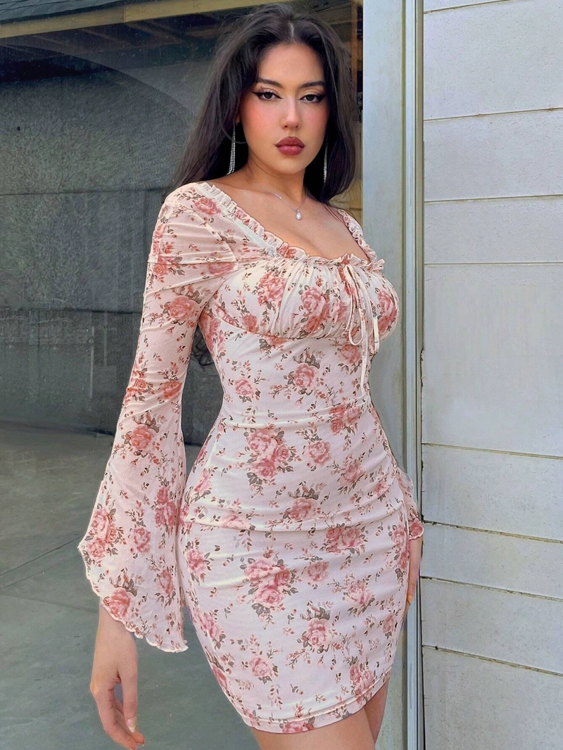 VESTIDO LOLITAS FLOREADA CASUAL CON MANGA - 5