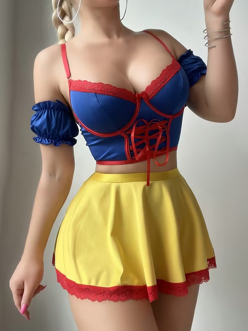 CONJUNTO LENCERÍA COSPLAY BLANCA NIEVES LOLITAS AMARILLO - 2