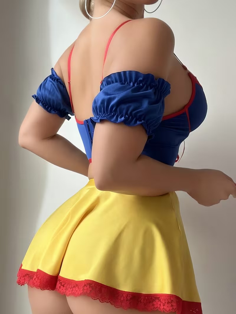 CONJUNTO LENCERÍA COSPLAY BLANCA NIEVES LOLITAS AMARILLO - 4