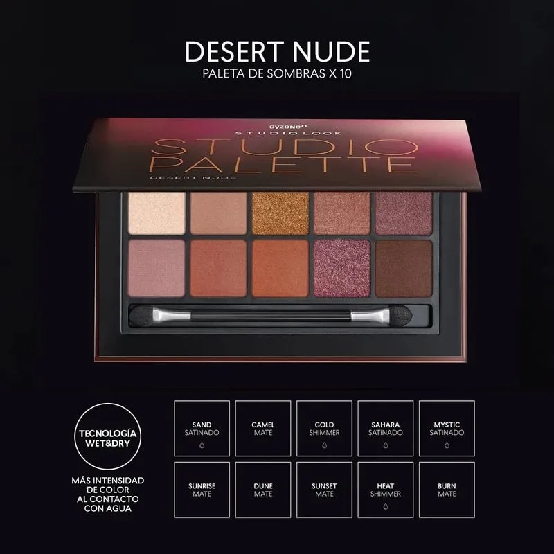 PALETA DE SOMBRAS STUDIO LOOK COLOR DESERT NUDE CYZONE - 3