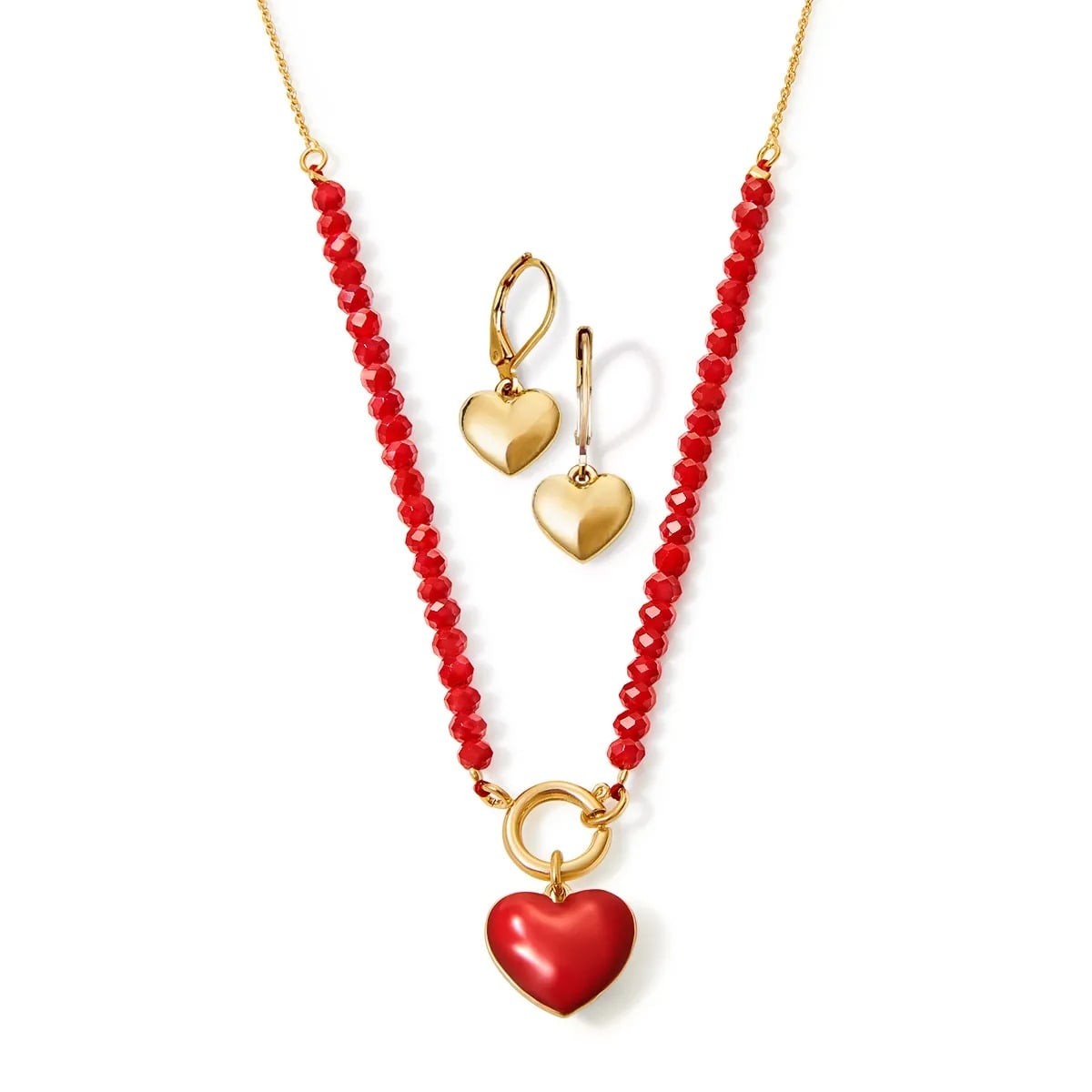 SET CORAZON COLLAR + ARETES ROMANTIC RED GLAM - 1