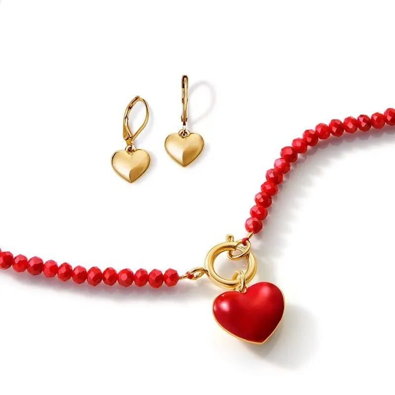 SET CORAZON COLLAR + ARETES ROMANTIC RED GLAM - 2