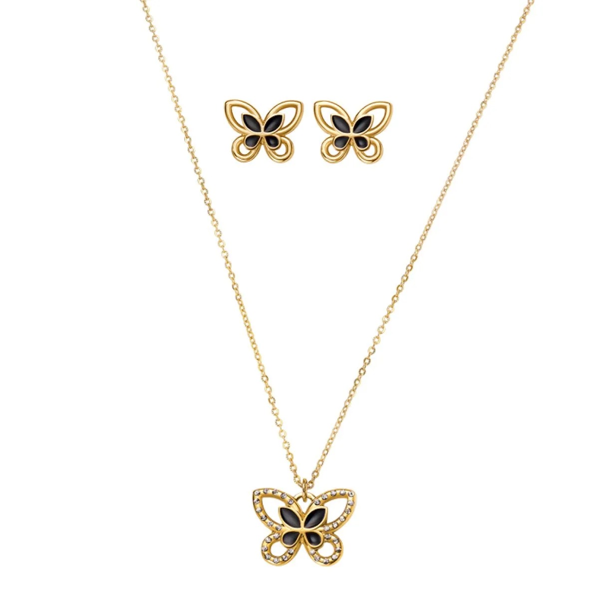 SET COLLAR + ARETES BUTTERFLY SPARK MARIPOSA ESIKA - 1