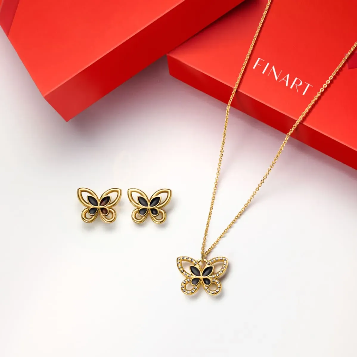SET COLLAR + ARETES BUTTERFLY SPARK MARIPOSA ESIKA - 2