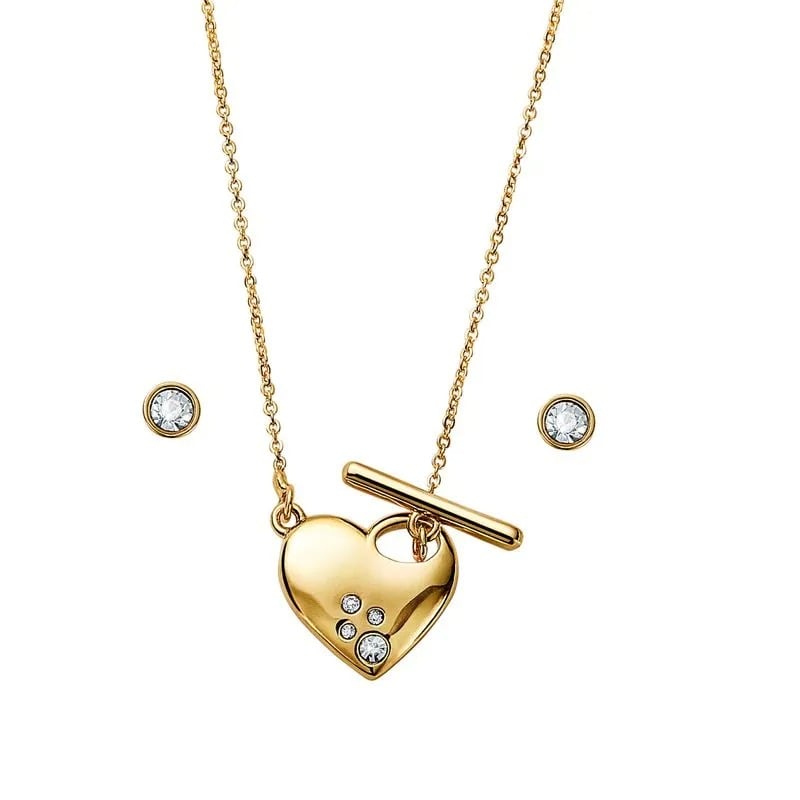 SET COLLAR + ARETES DELICATE HEART CORAZON ESIKA - 1