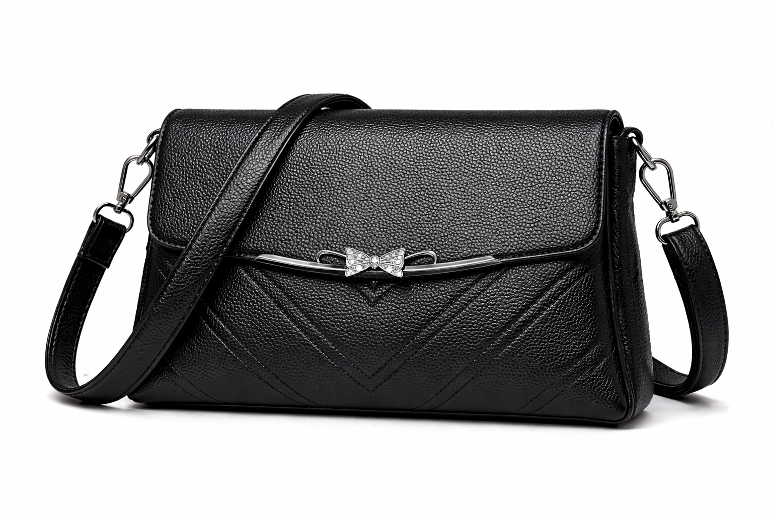 CARTERA BANDOLERA NEGRO CINTA LAZO - 1