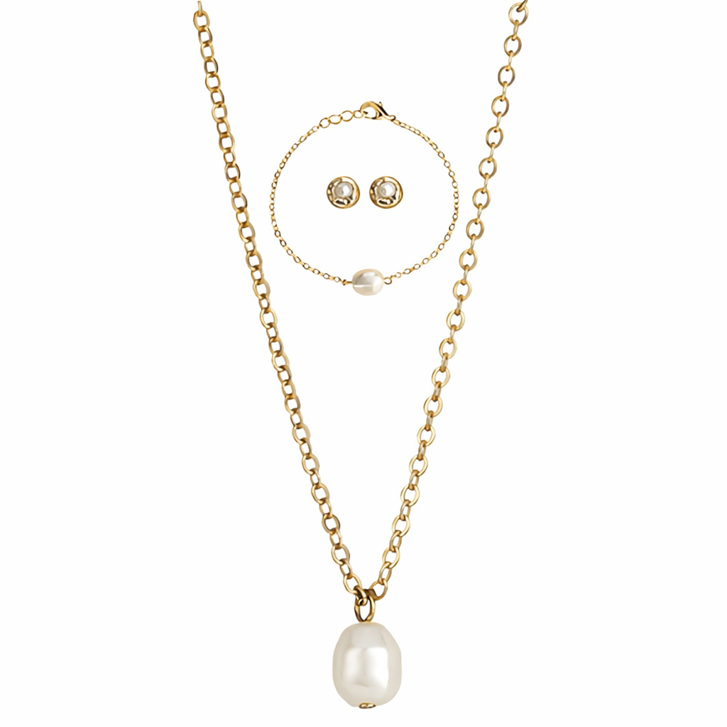 SET COLLAR + ARETES+ PULSERA MYSTIC PEARLS CYZONE - 1