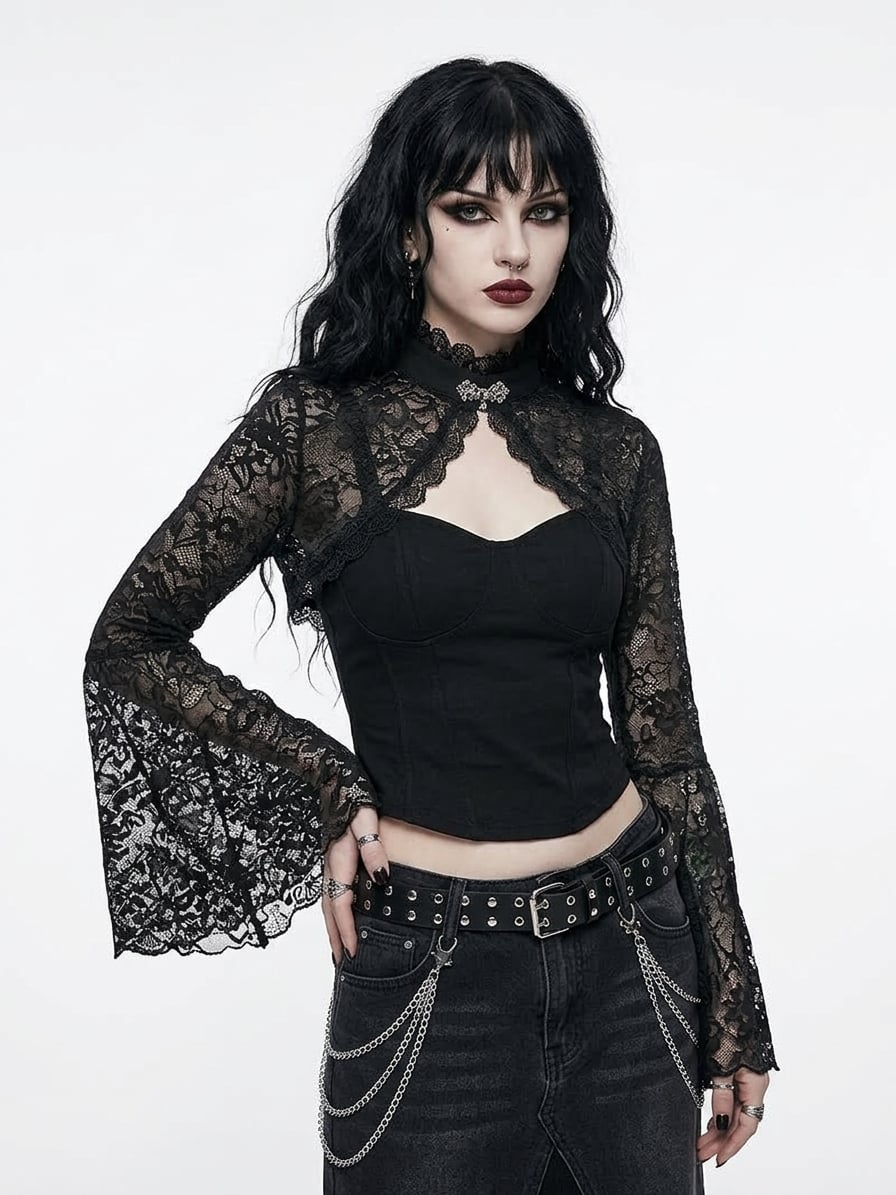 TOP LOLITAS BOLERO GOTICA DE ENCAJE NEGRA - 2