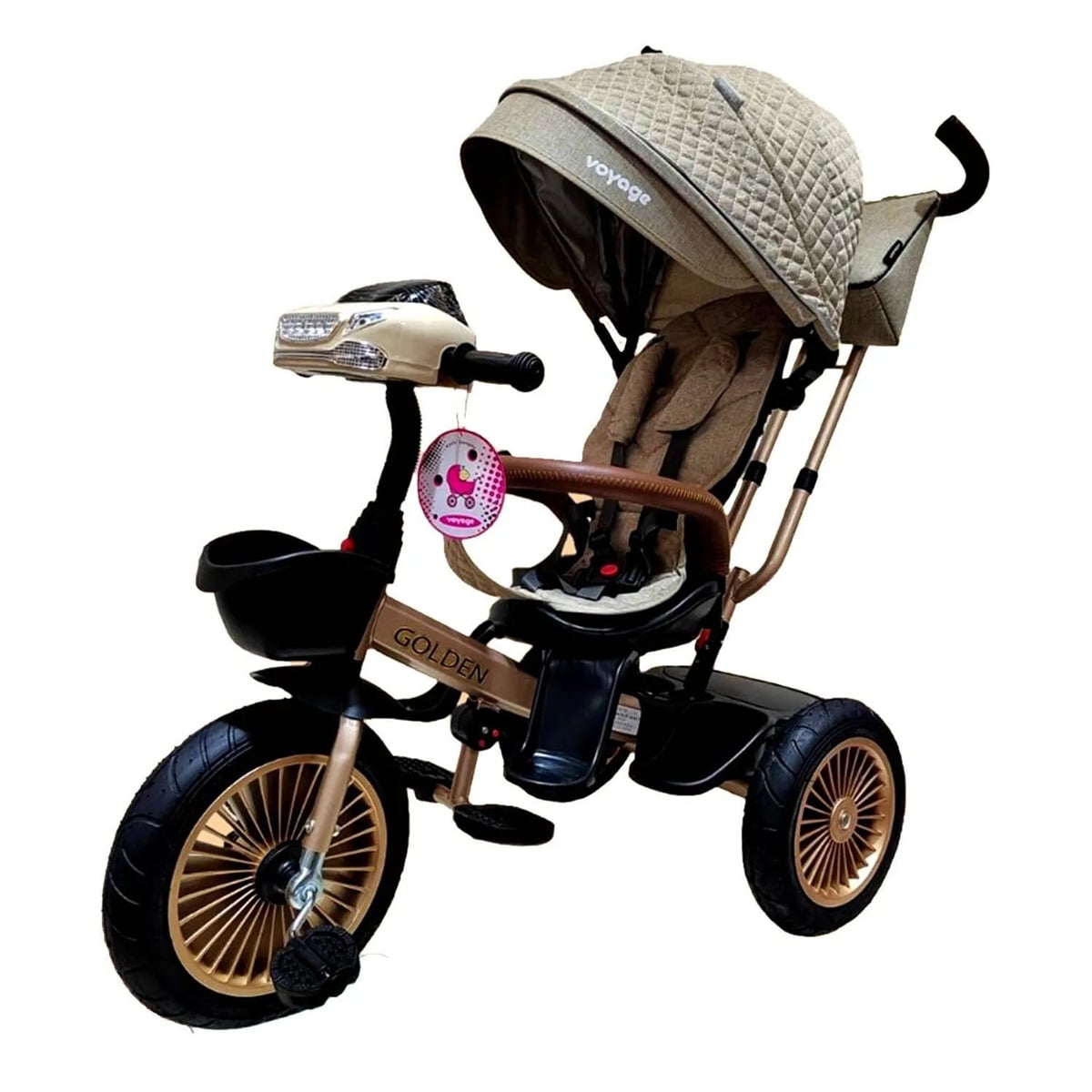 TRICICLO ASIENTO GIRATORIO GOLDEN CON TELA UV BEIGE - 2