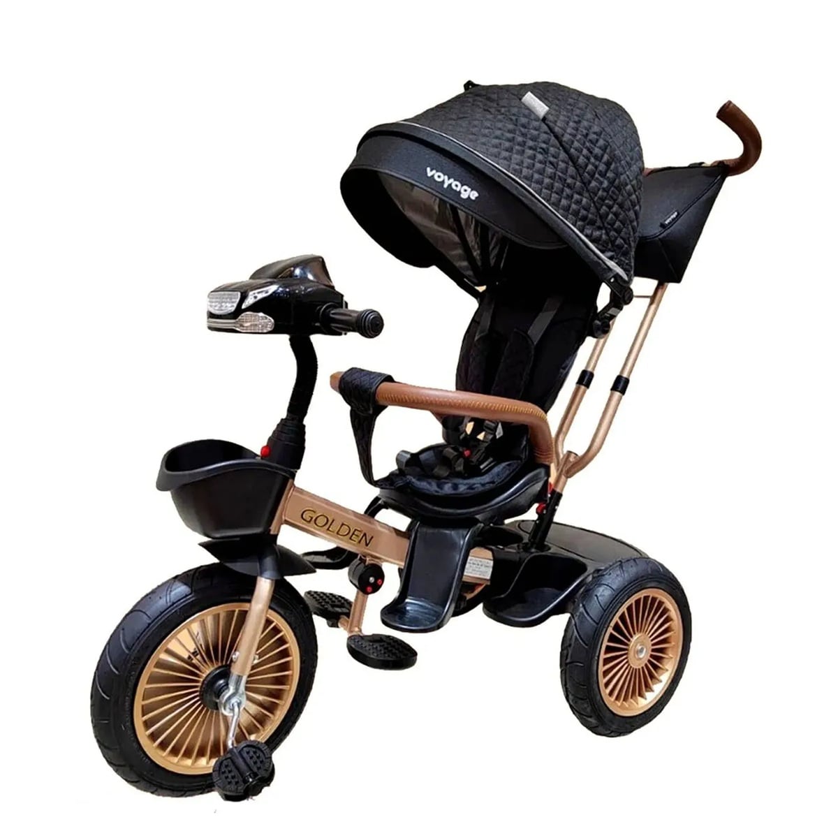 TRICICLO ASIENTO GIRATORIO GOLDEN CON TELA UV NEGRO - 2
