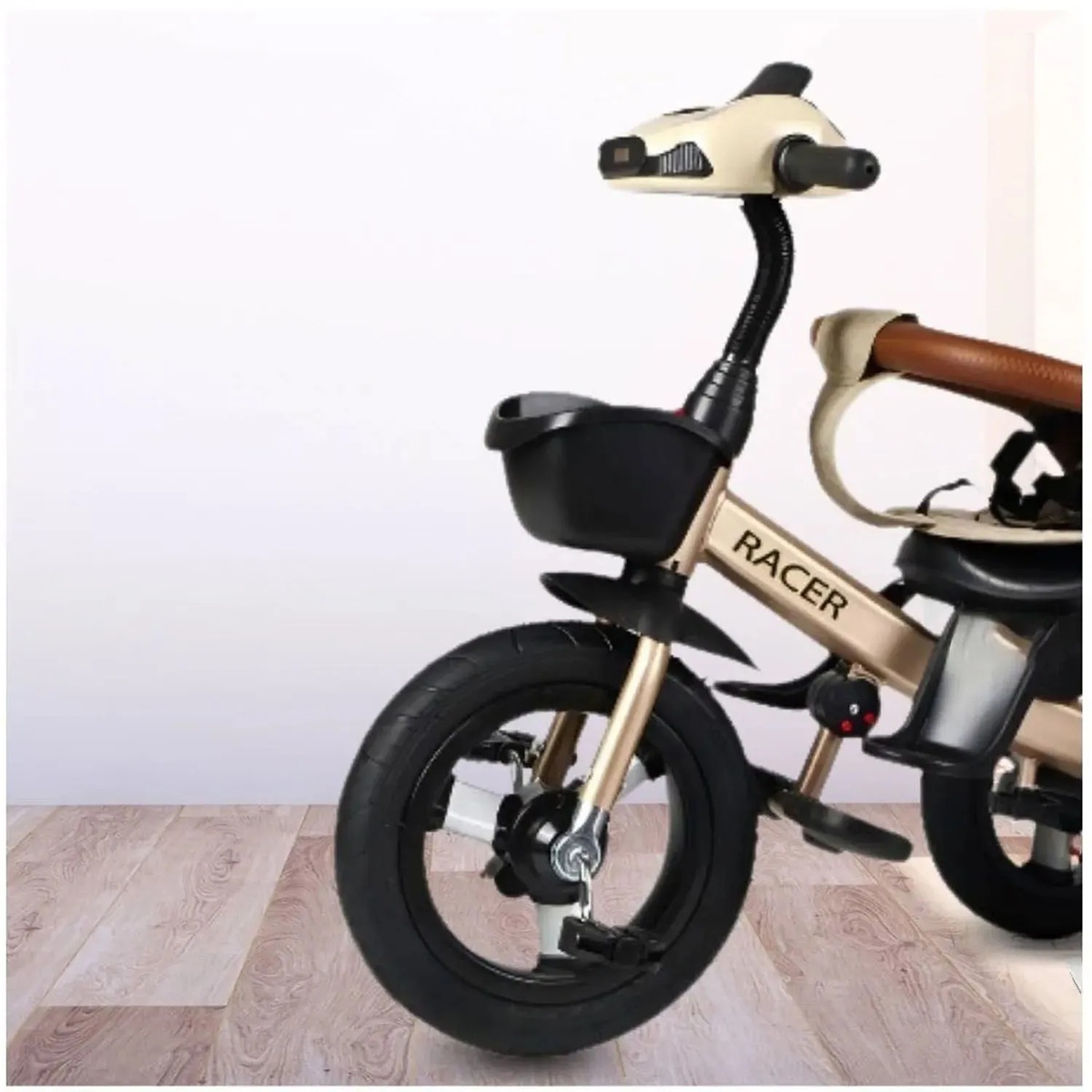 TRICICLO GUIADOR PARA NIÑOS USB Y BLUETOOH RACER BEIGE - 3