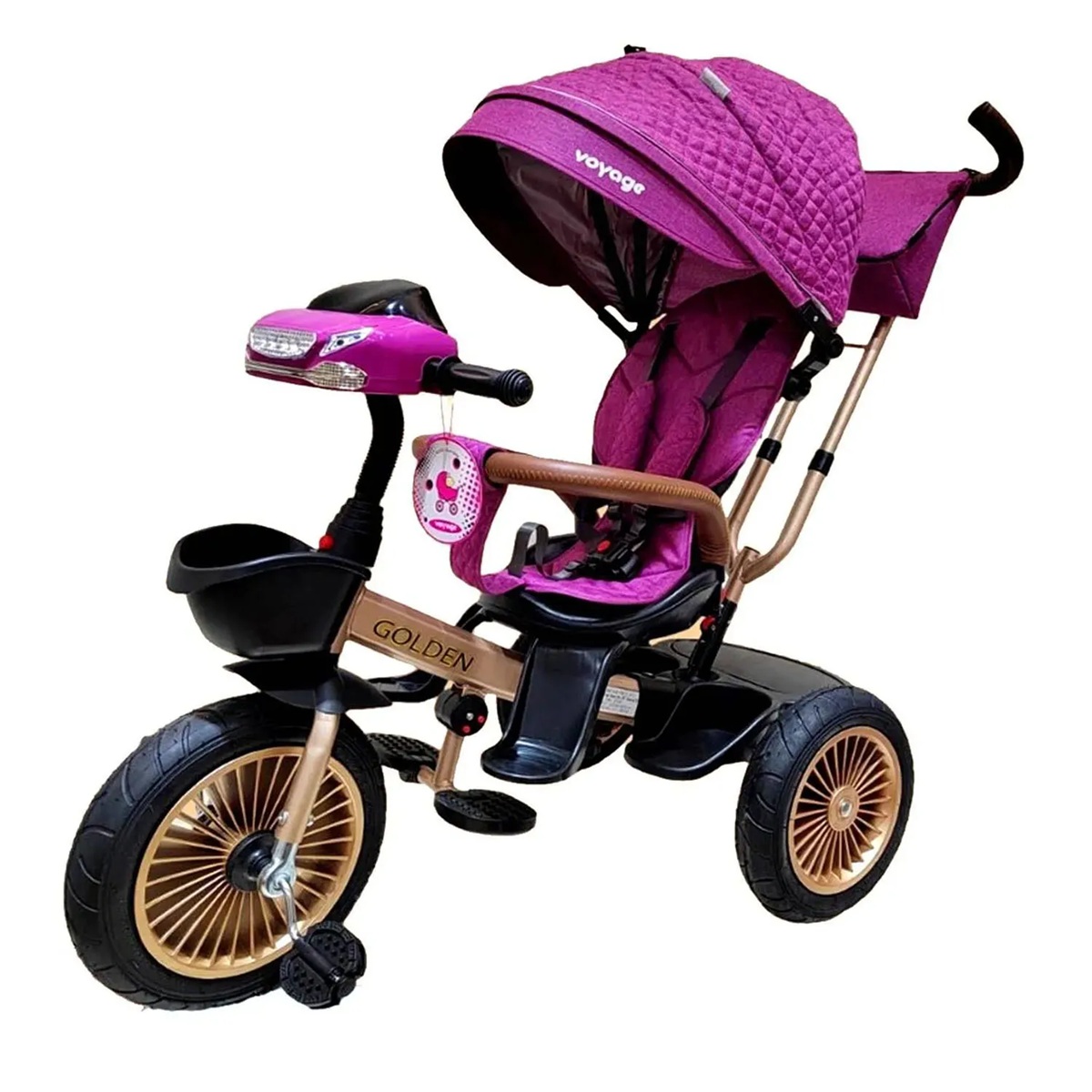 TRICICLO ASIENTO GIRATORIO GOLDEN CON TELA UV FUCSIA - 2