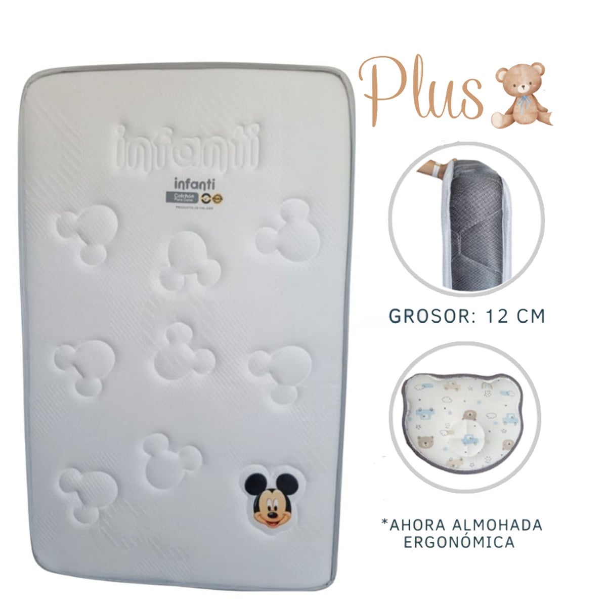 COLCHÓN PLUS PARA BEBÉ BORDES GRIS +SET SONAJA 6PC - 2