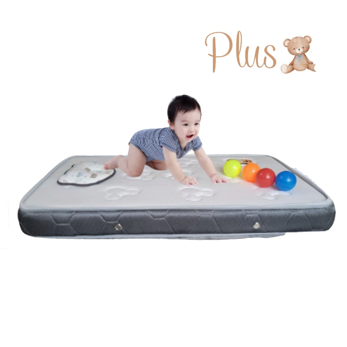 COLCHÓN PLUS PARA BEBÉ BORDES GRIS +SET SONAJA 6PC - 3