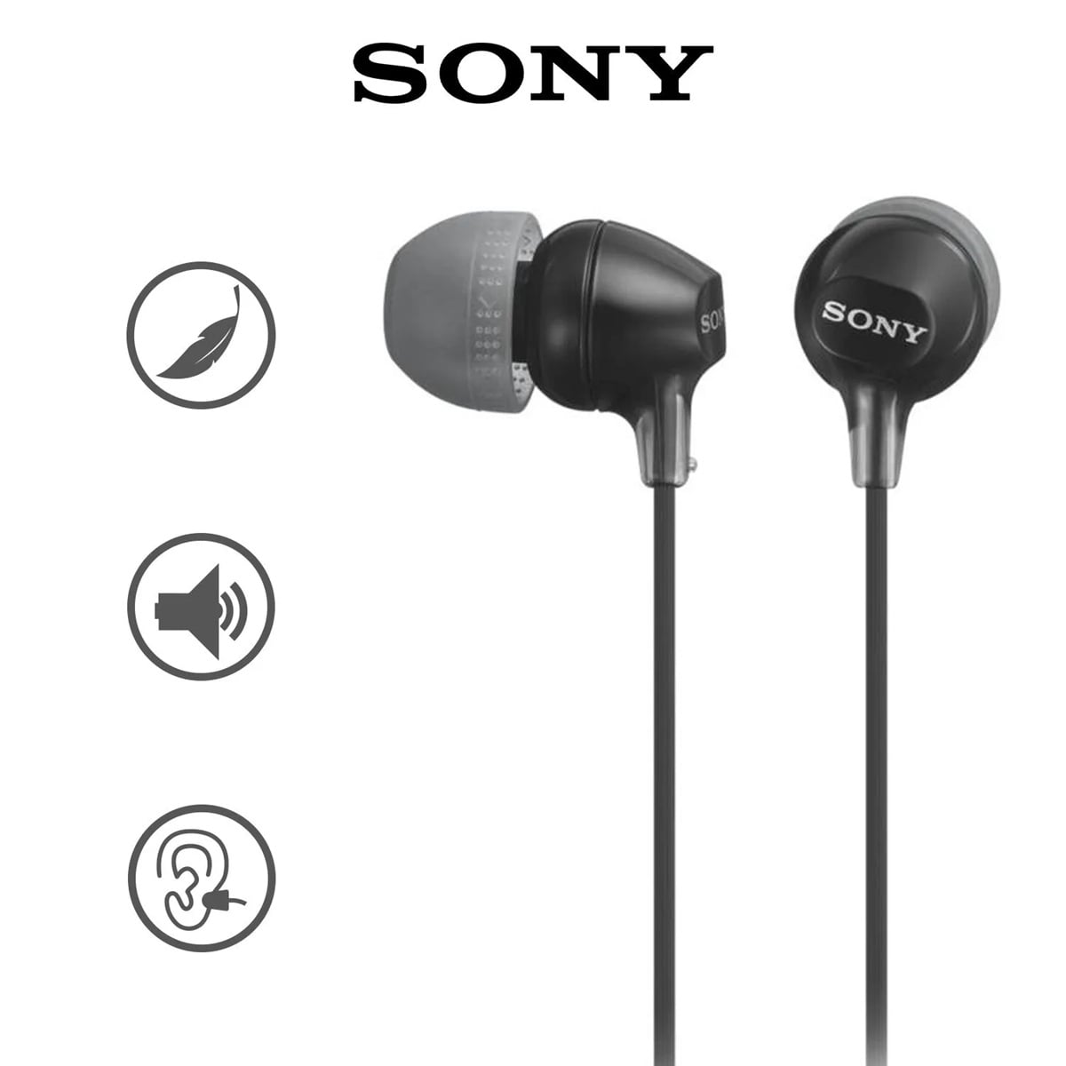 SONY AUDÍFONOS MDR-EX15AP IN EAR CON MICRÓFONO NEGRO - 2
