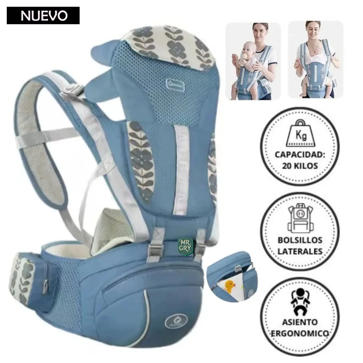CANGURO PARA BEBÉ ERGONÓMICO ÚNICA MIA AZUL - 1