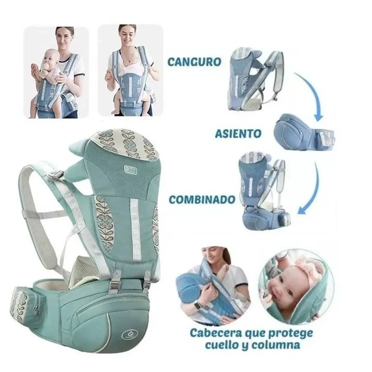 CANGURO PARA BEBÉ ERGONÓMICO ÚNICA MIA VERDE - 3