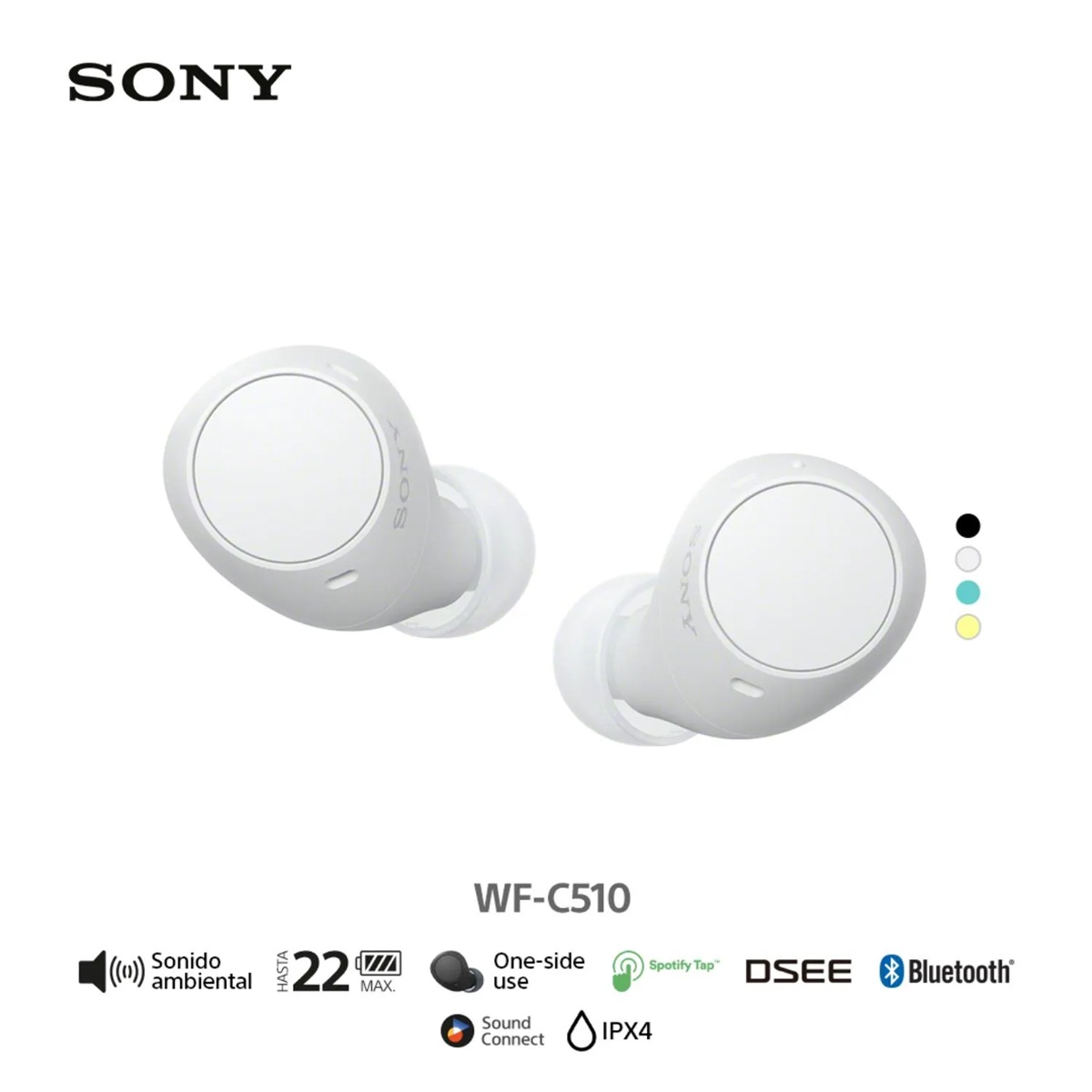 SONY AUDÍFONOS BLUETOOTH WF-C510 IPX4 TRUE WIRELESS BLANCO - 1