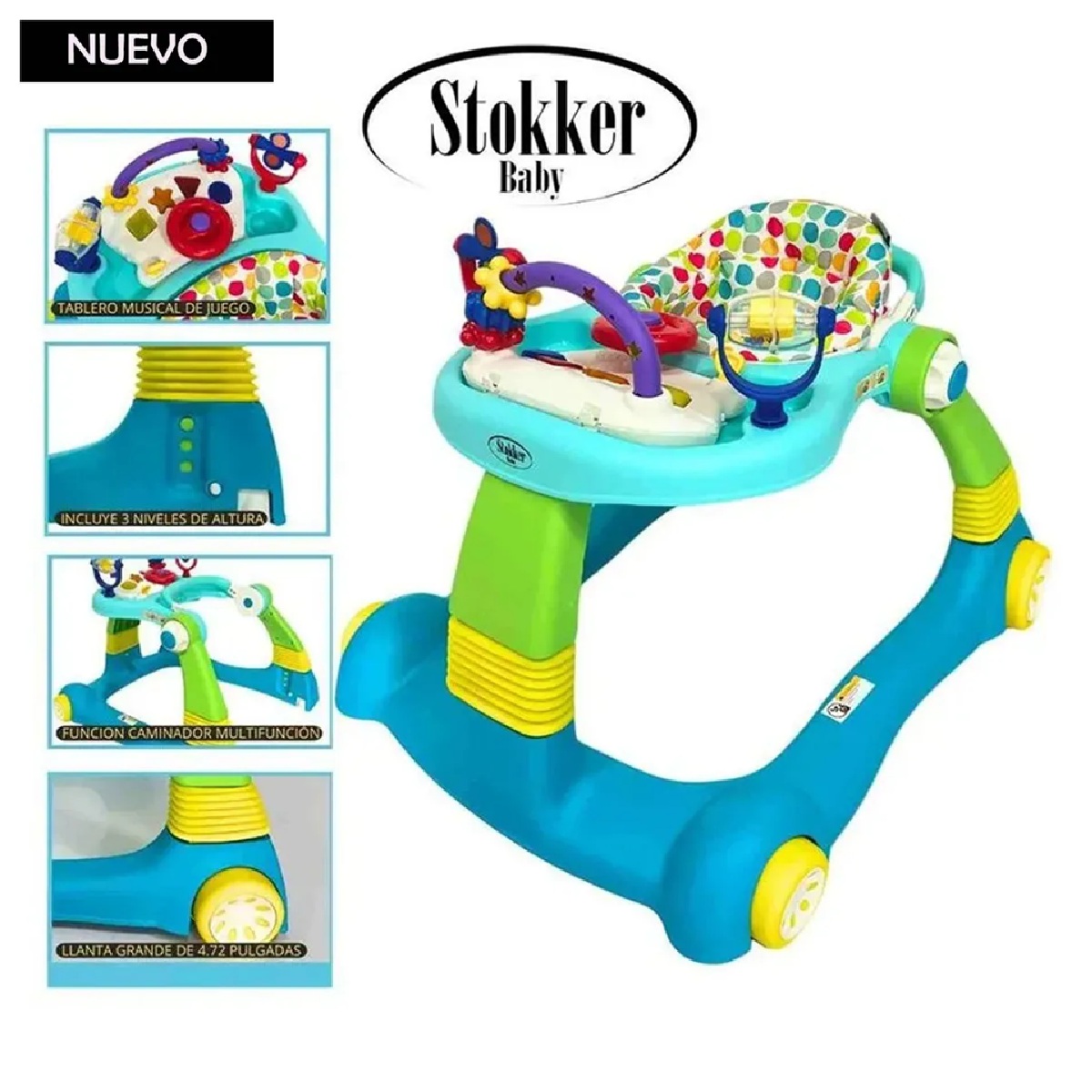 ANDADOR PARA BEBÉ 2 EN 1 CENTRO DE ACTIVIDADES INTERACTIVO CON RUEDAS CELESTE - 1