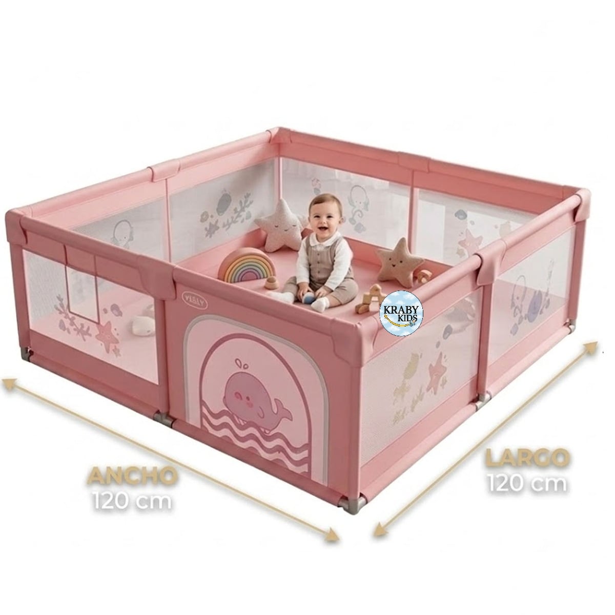 CORRAL CERCO PARA BEBES 120CMX120CM ROSADO - 2