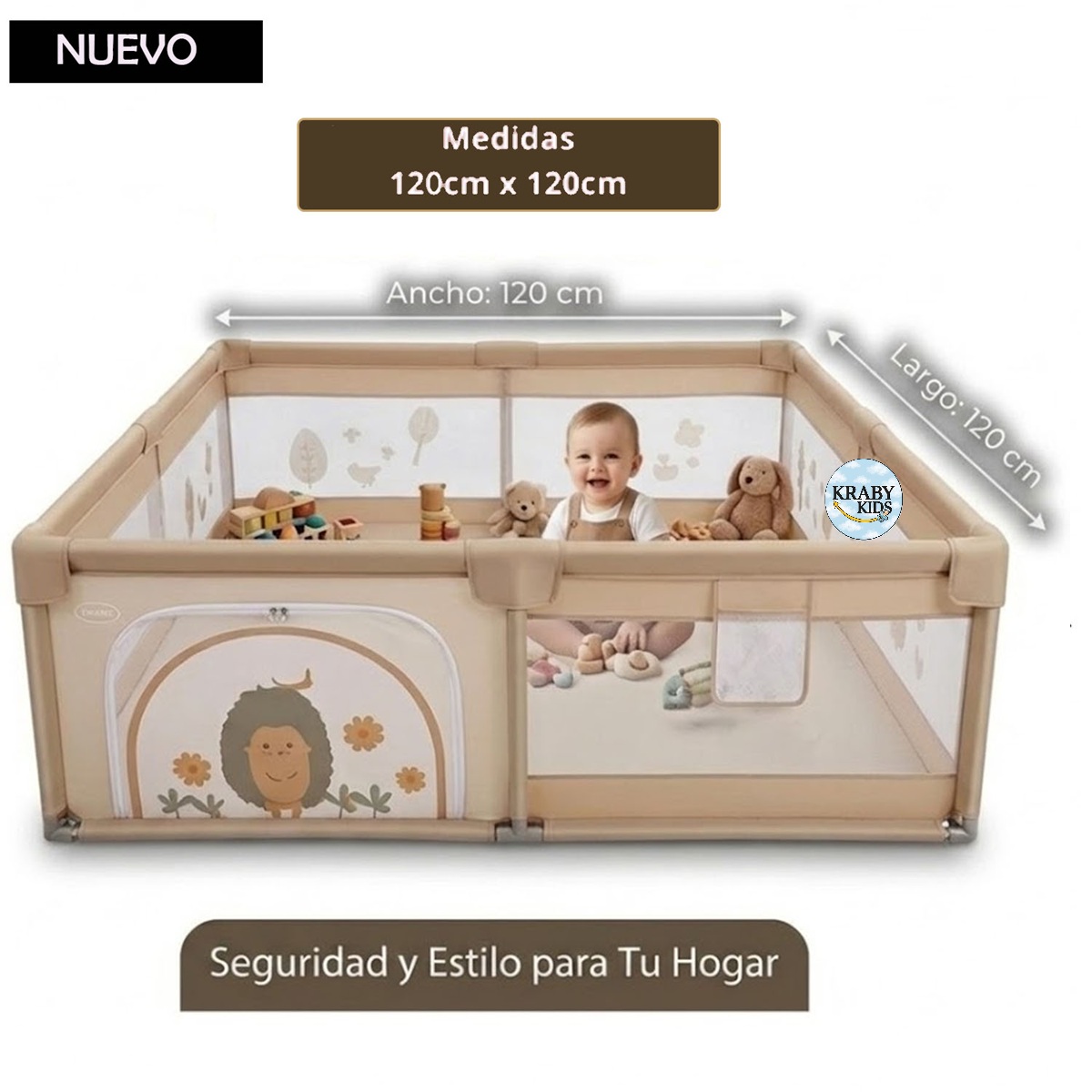 CORRAL CERCO PARA BEBES 120CMX120CM BEIGE - 1