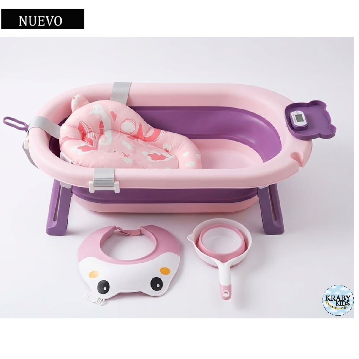 TINA BAÑERA PLEGABLE HAWAI CON TERMÓMETRO PURPLE - 1