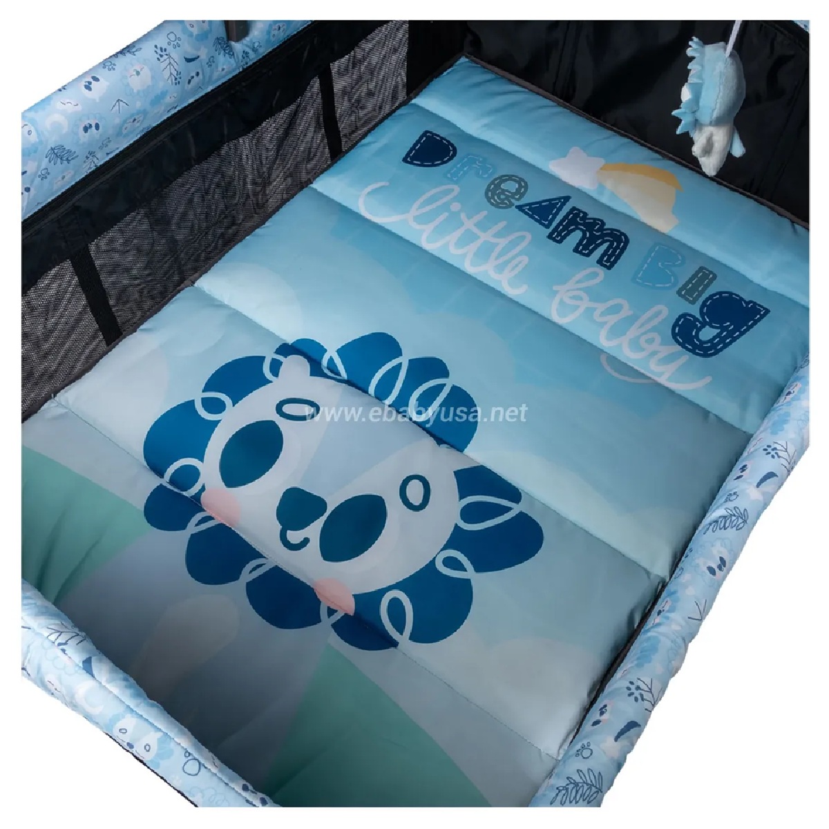 CUNA CORRAL MECEDORA SALLY 716-4 AZUL +COLCHÓN DE BEBE DELUXE - 2