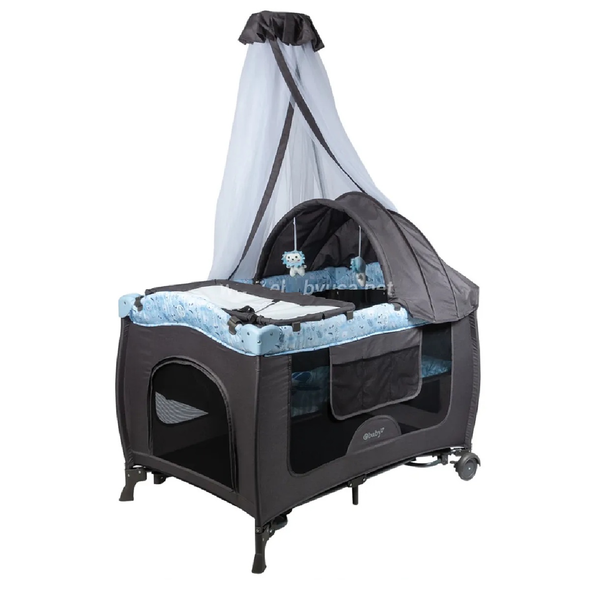 CUNA CORRAL MECEDORA SALLY 716-4 AZUL +COLCHÓN DE BEBE DELUXE - 3