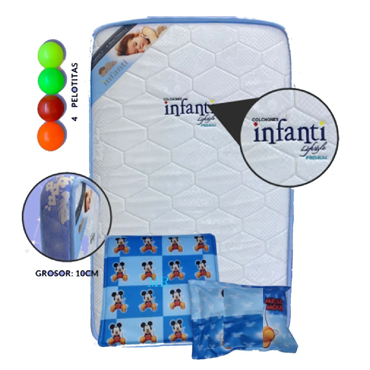 CUNA CORRAL MECEDORA SALLY 716-4 AZUL +COLCHÓN DE BEBE DELUXE - 4