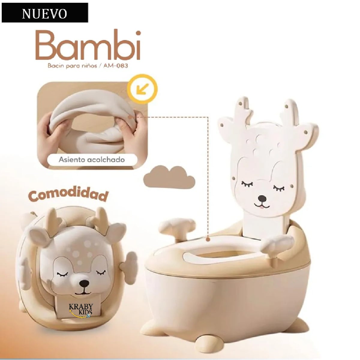BACÍN ENTRENADOR PARA BEBES BAMBI BEIGE - 1