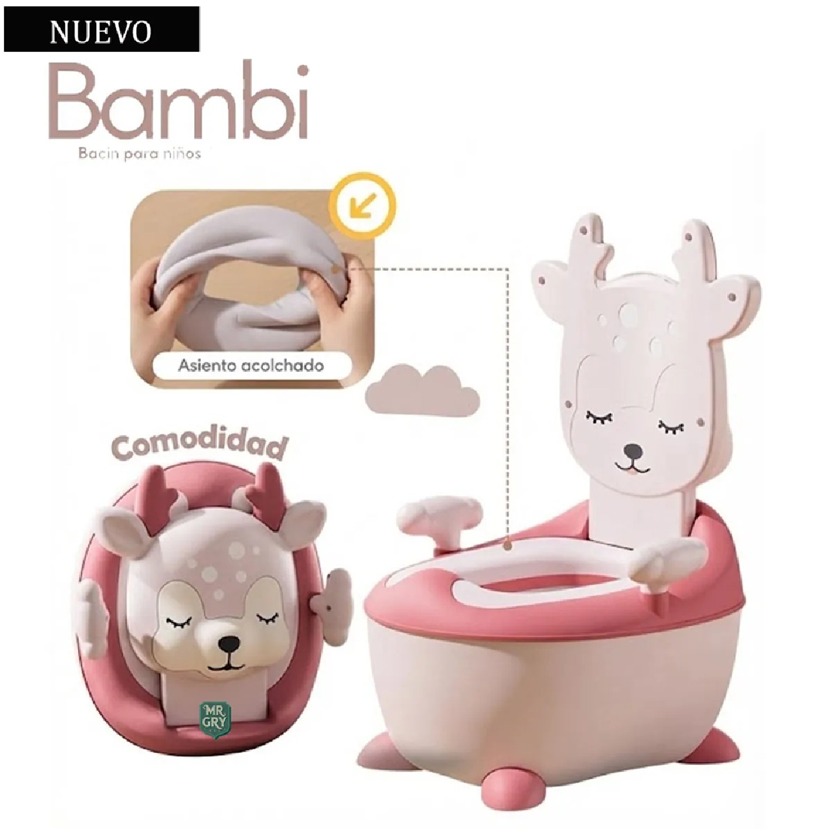 BACÍN ENTRENADOR PARA BEBES BAMBI ROSADO - 1