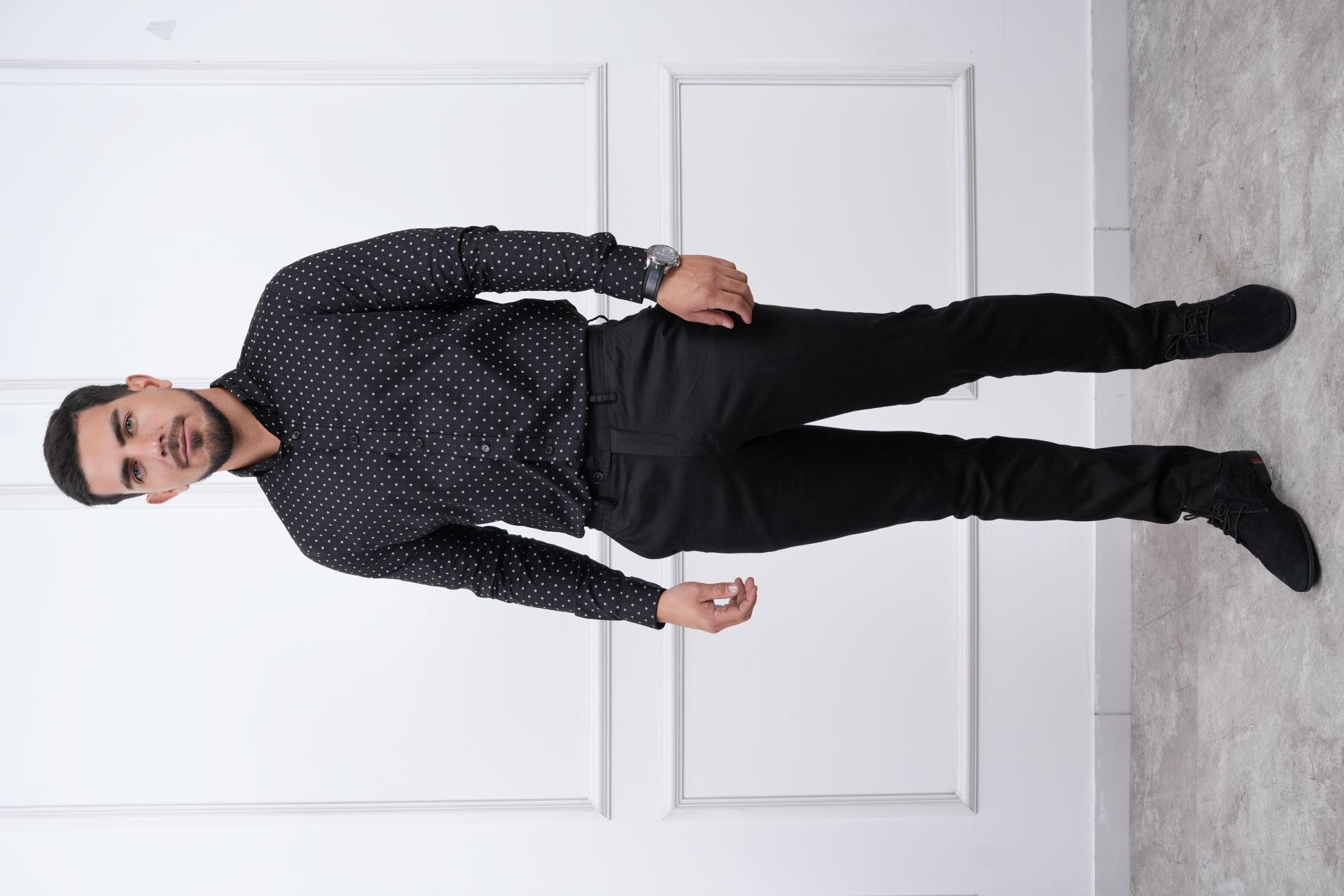 CAMISA MEHIVIC SLIM FIT MICRO PUNTOS MANGA LARGA CUELLO CAMISERO - 3
