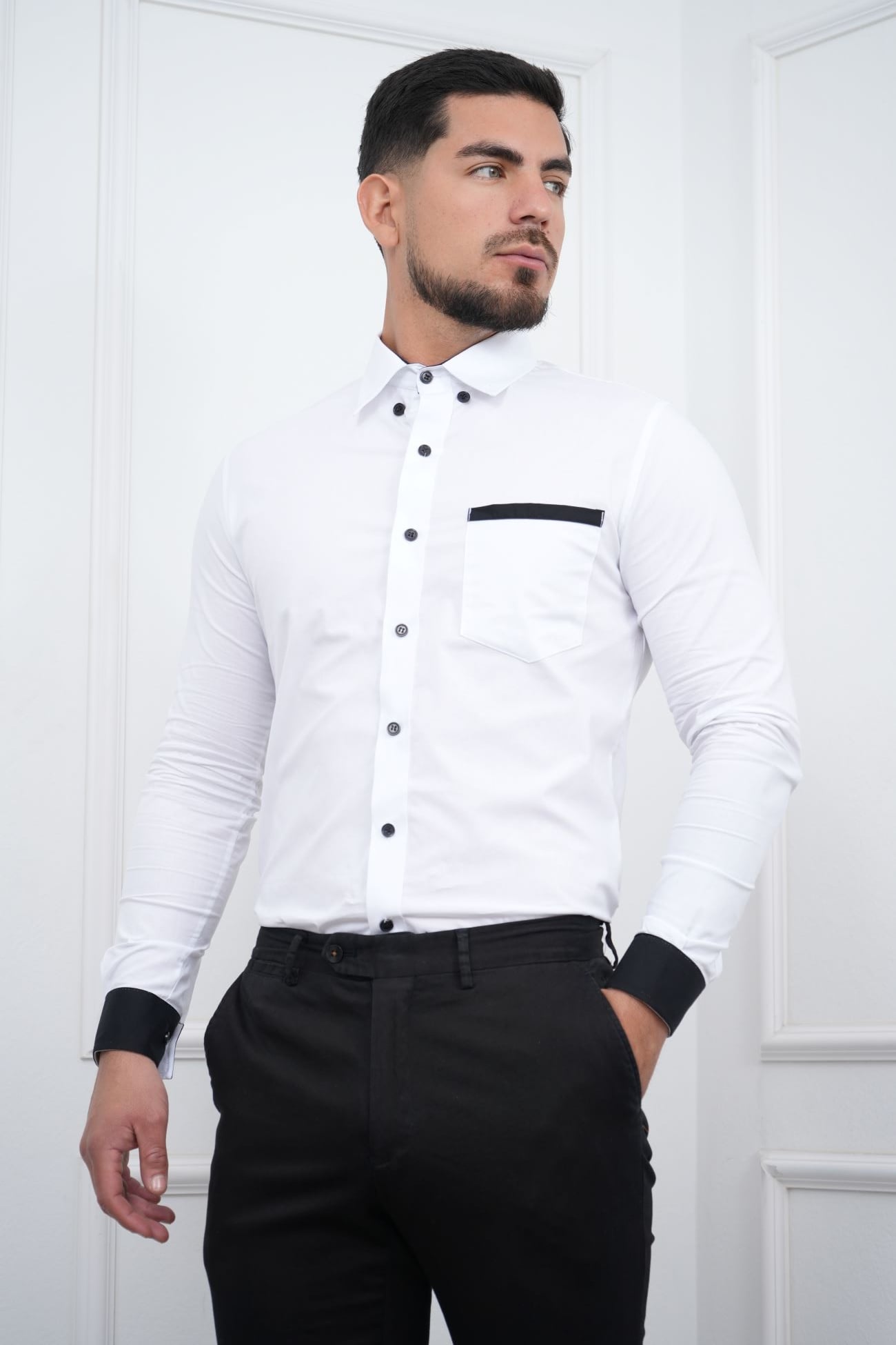CAMISA DE HOMBRE SLIM FIT CON BOLSILLO ALGODÓN PREMIUM - MEHIVIC DOBLE ESTILO - 1
