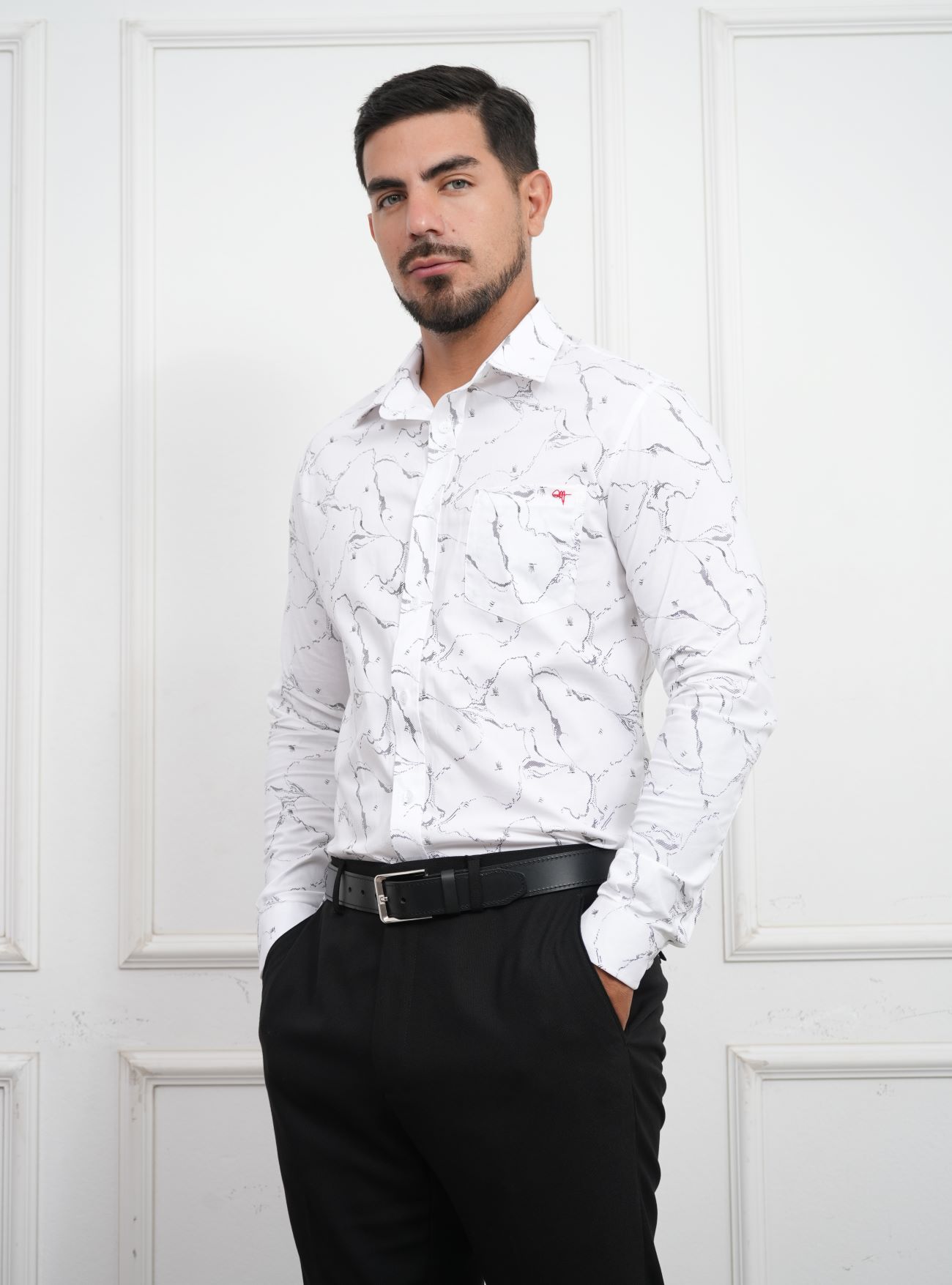 CAMISA HOMBRE SLIM FIT POPELINA ALGODÓN CUELLO CAMISERO DISEÑO MODERNO - 6