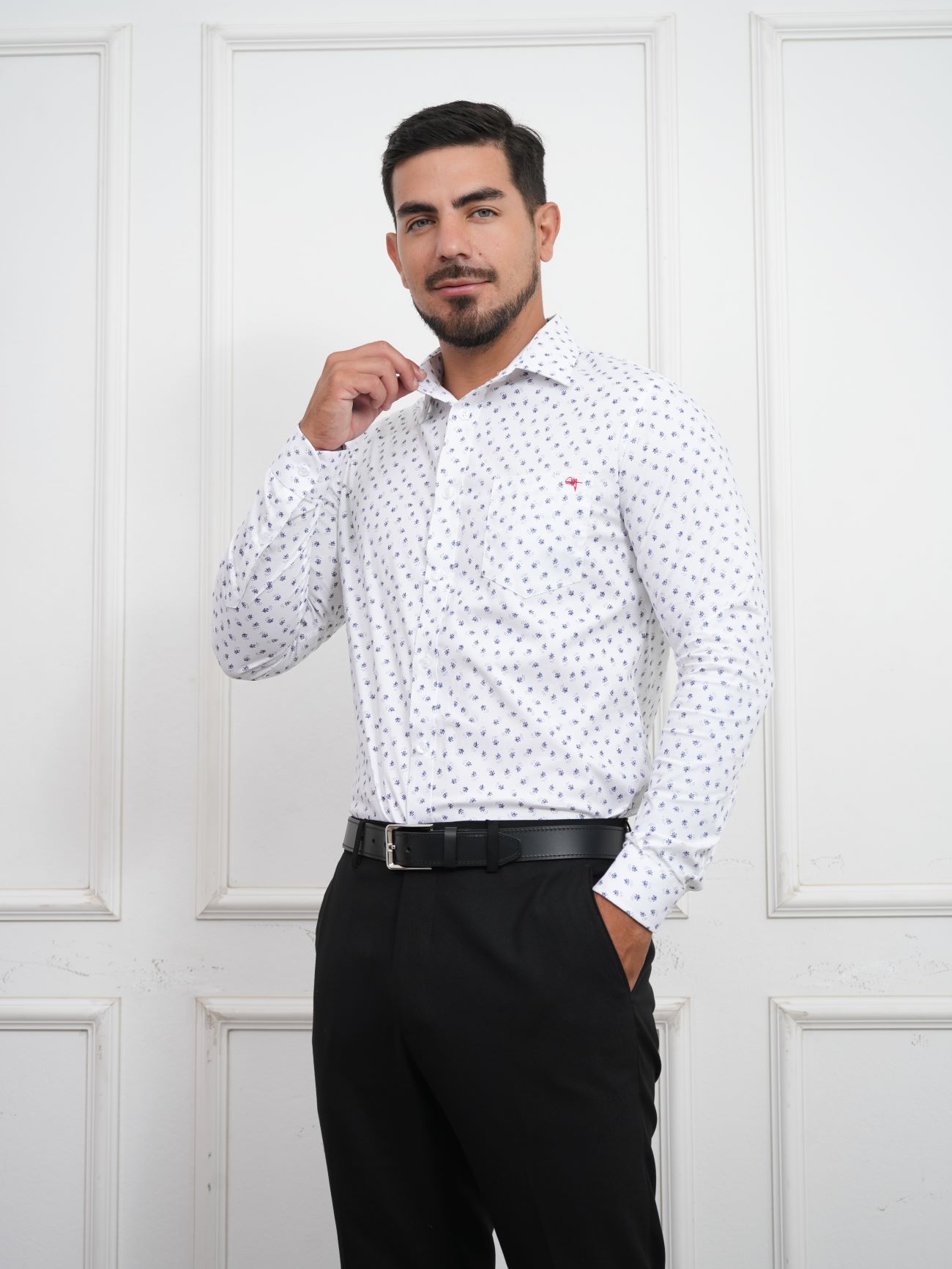 CAMISA HOMBRE ALGODÓN PREMIUM MICRO FLORAL - 1