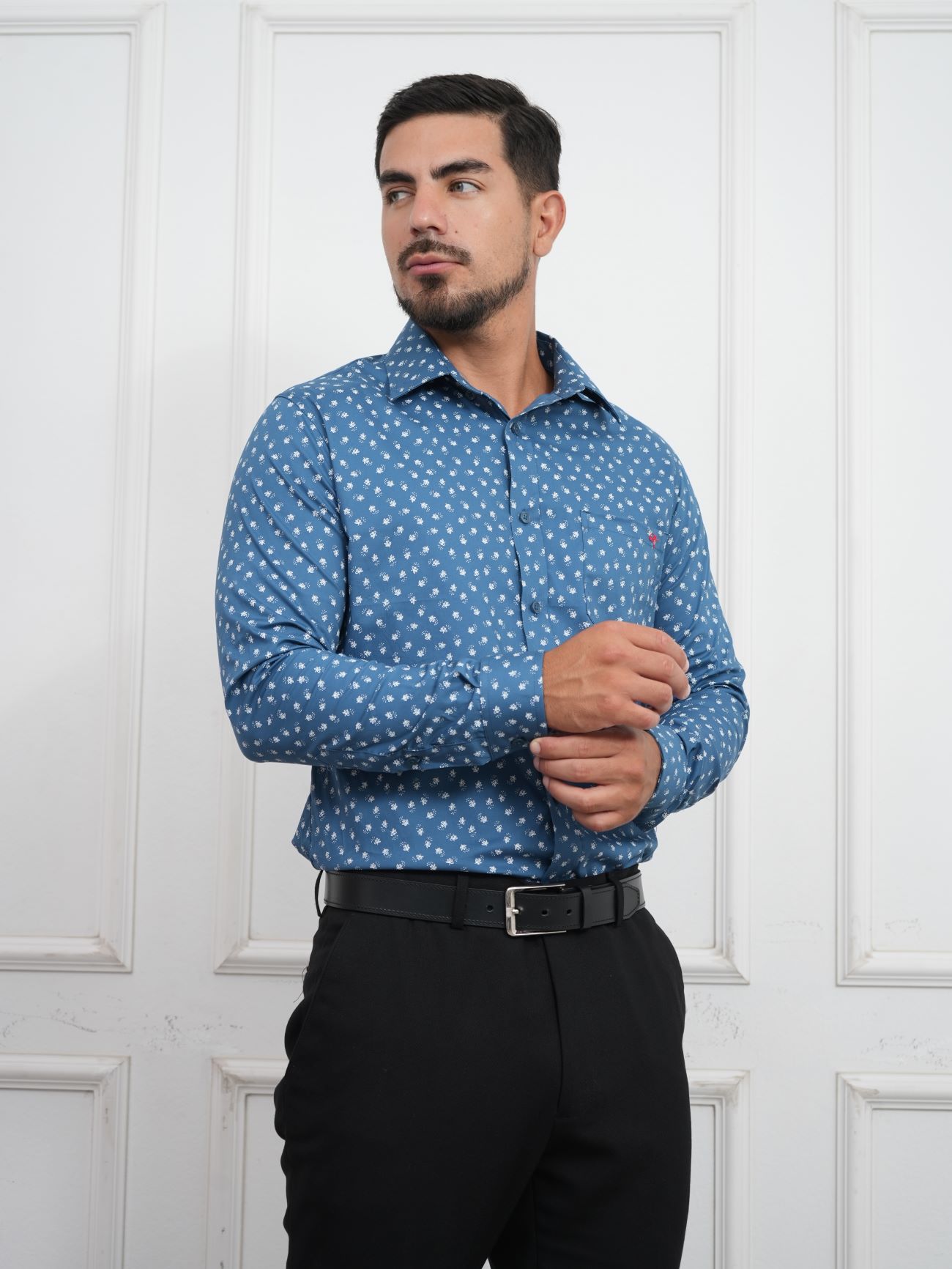 CAMISA HOMBRE ALGODÓN PREMIUM MICRO FLORAL - 1