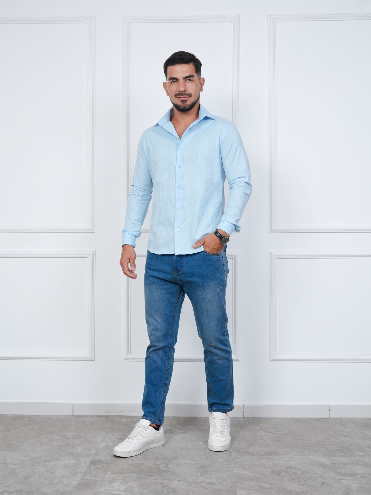 CAMISA HOMBRE MEHIVIC SLIM FIT RAYAS PREMIUM 100% ALGODÓN NACIONAL MANGA LARGA - 3