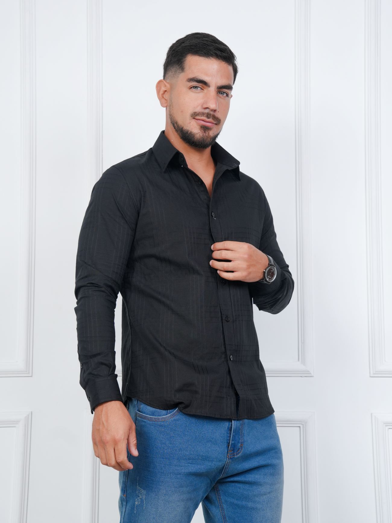 CAMISA HOMBRE MEHIVIC SLIM FIT RAYAS PREMIUM 100% ALGODÓN NACIONAL MANGA LARGA - 4