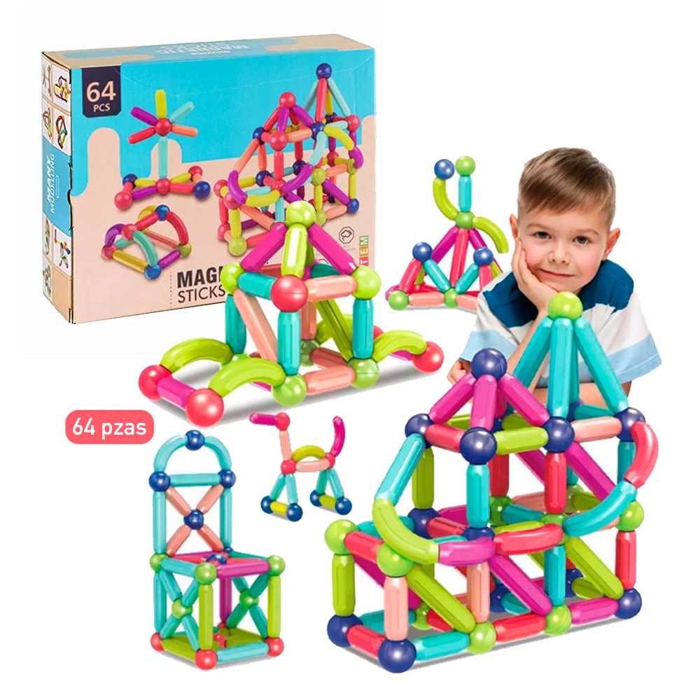 JUEGO DIDACTICO BLOQUES MAGNETICOS STICKS 64 PZAS - 1