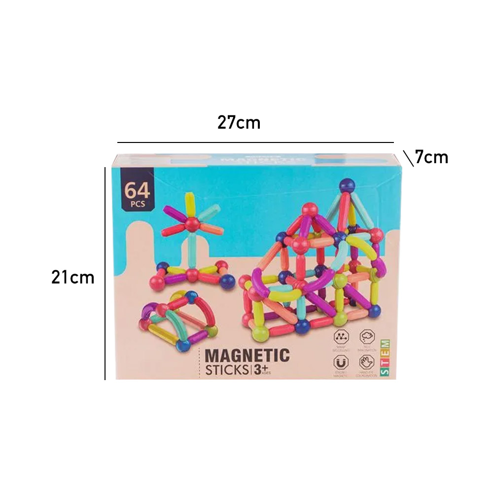 JUEGO DIDACTICO BLOQUES MAGNETICOS STICKS 64 PZAS - 4