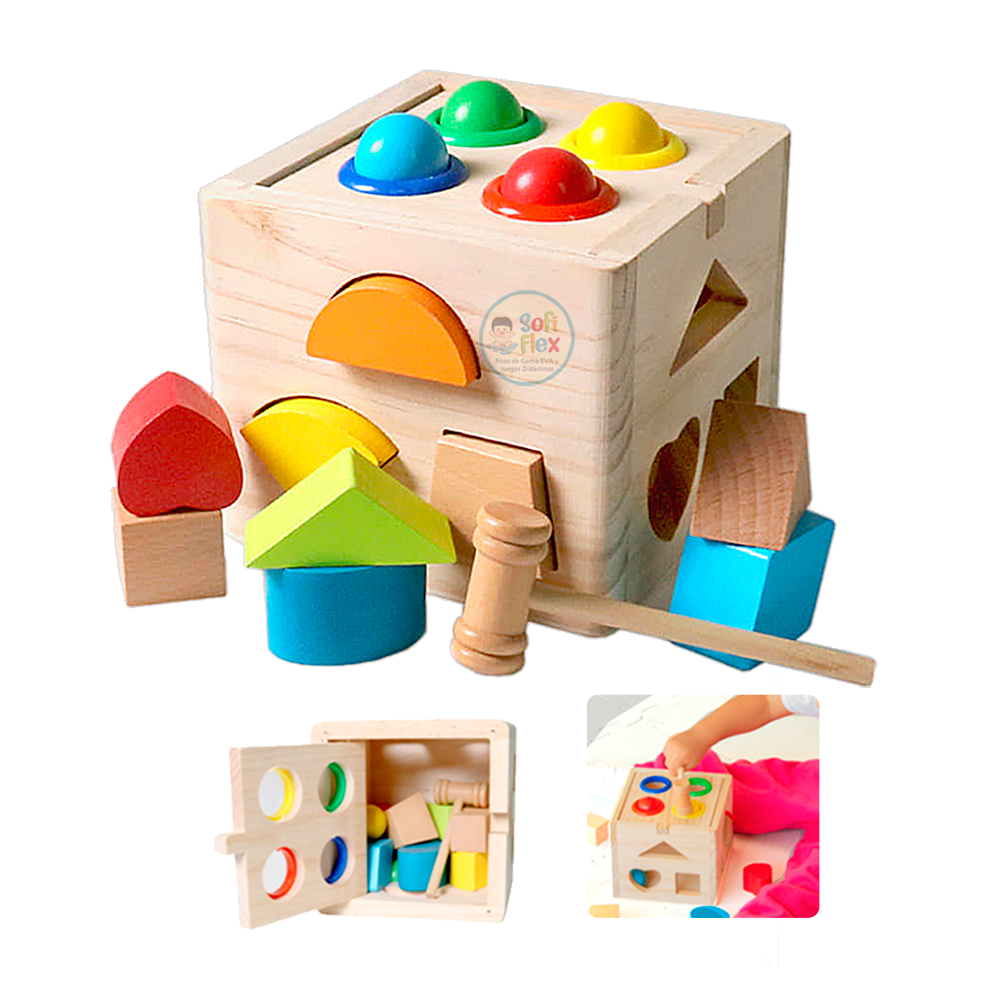 CUBO CON MARTILLO Y ENCAJES MONTESSORI - 1