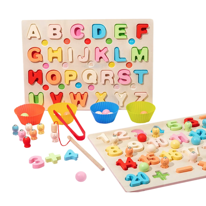 TABLERO MONTESSORI ALFABETO DE ENCAJE Y PESCA - 1