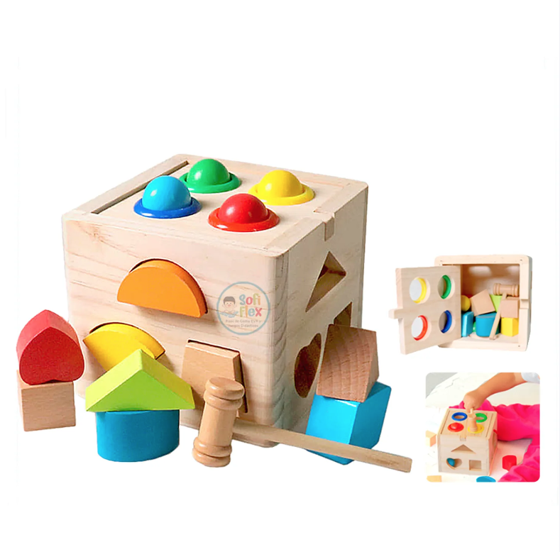 CUBO CON MARTILLO Y ENCAJES MONTESSORI - 2